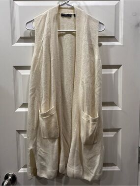 Lockhart Fine Cashmere Long open-front Vest or Duster - Ivory Color, Size M